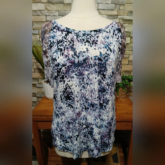 Jennifer Lopez XL Multicolor Blouse Sheer Sleeves‎ - Picture 1 of 5